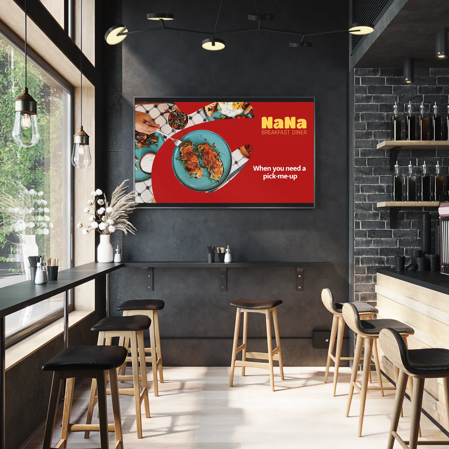 A promotional display in a restaurant